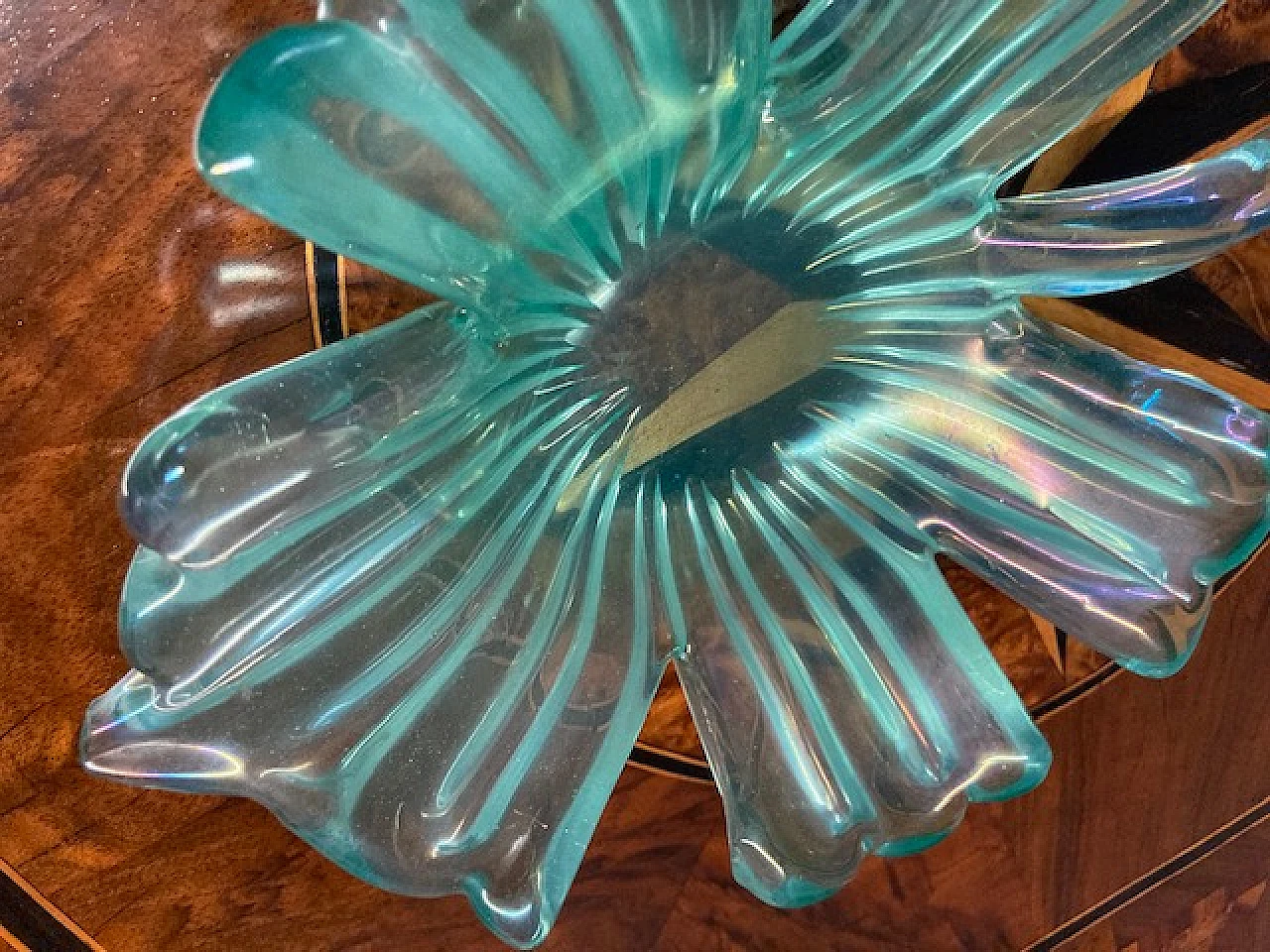 Iridescent green glass centerpiece by Barovier & Toso, 1950s 7