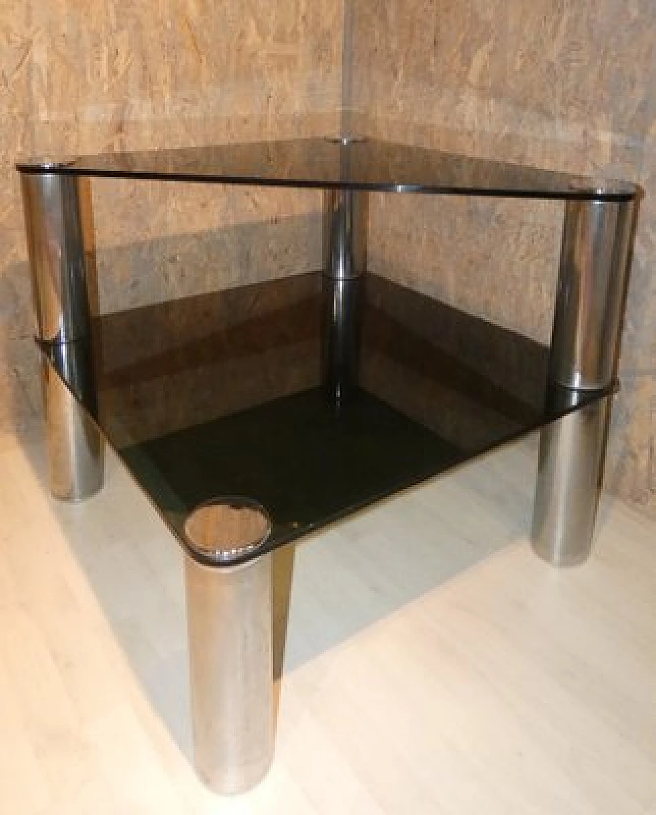 Tavolino Marcuso in cristallo e acciaio di Marco Zanuso per Zanotta, anni '60 1