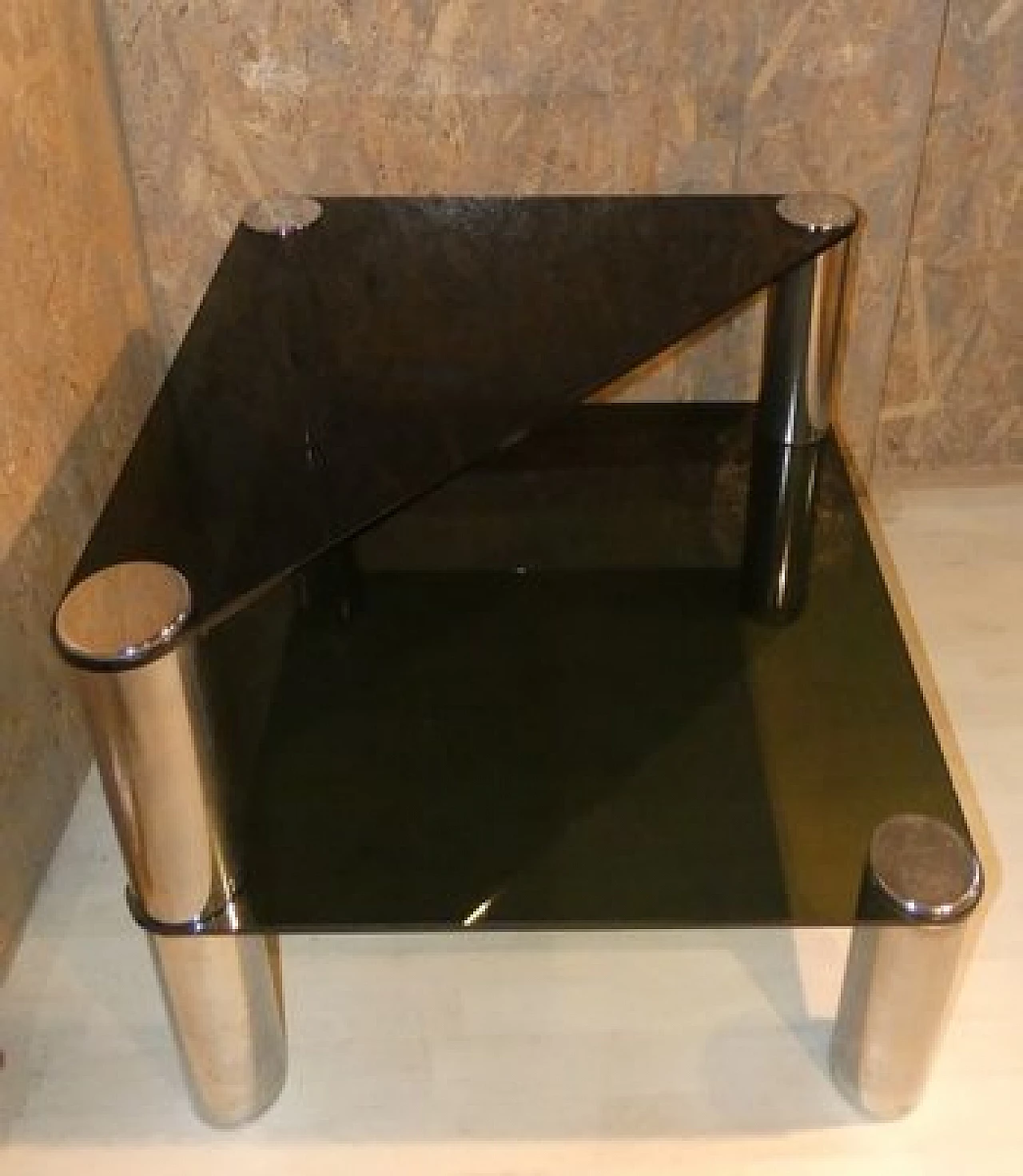 Tavolino Marcuso in cristallo e acciaio di Marco Zanuso per Zanotta, anni '60 3