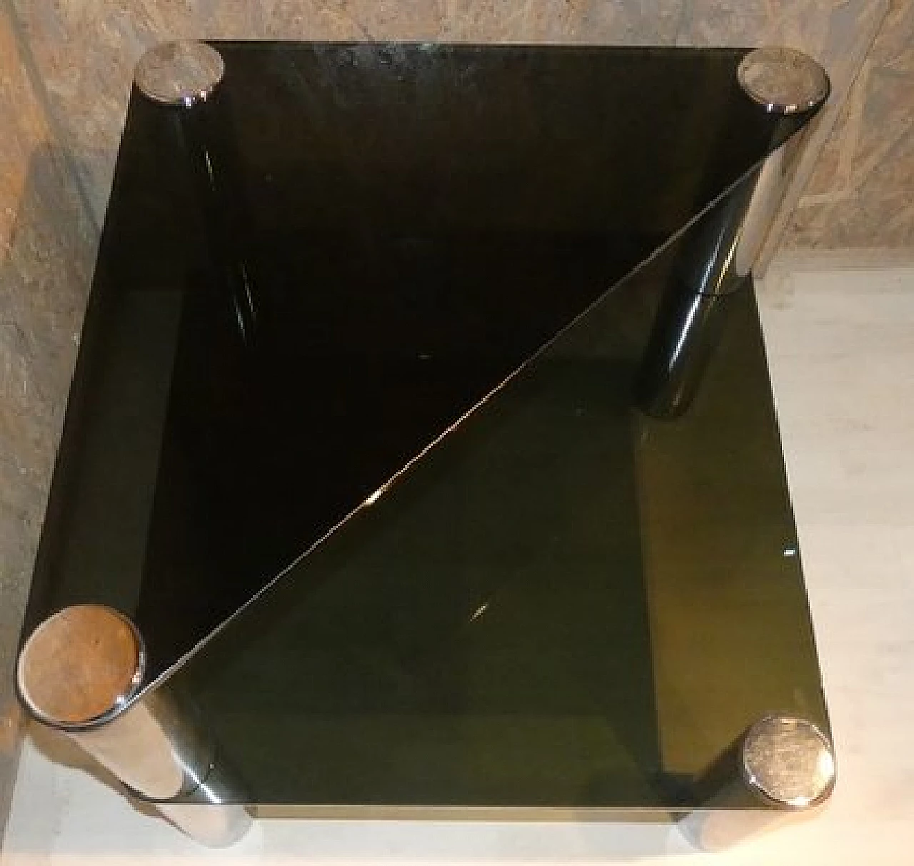 Tavolino Marcuso in cristallo e acciaio di Marco Zanuso per Zanotta, anni '60 4