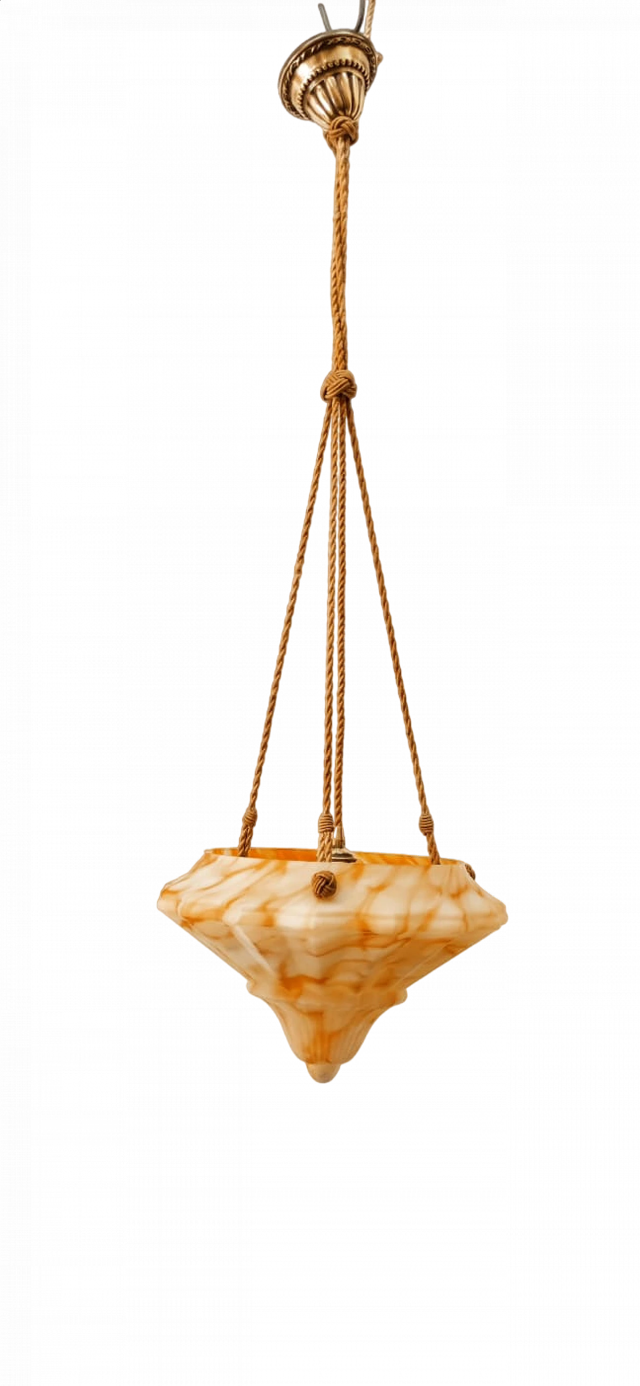 Lampadario in vetro sospeso da corde, anni '50 19