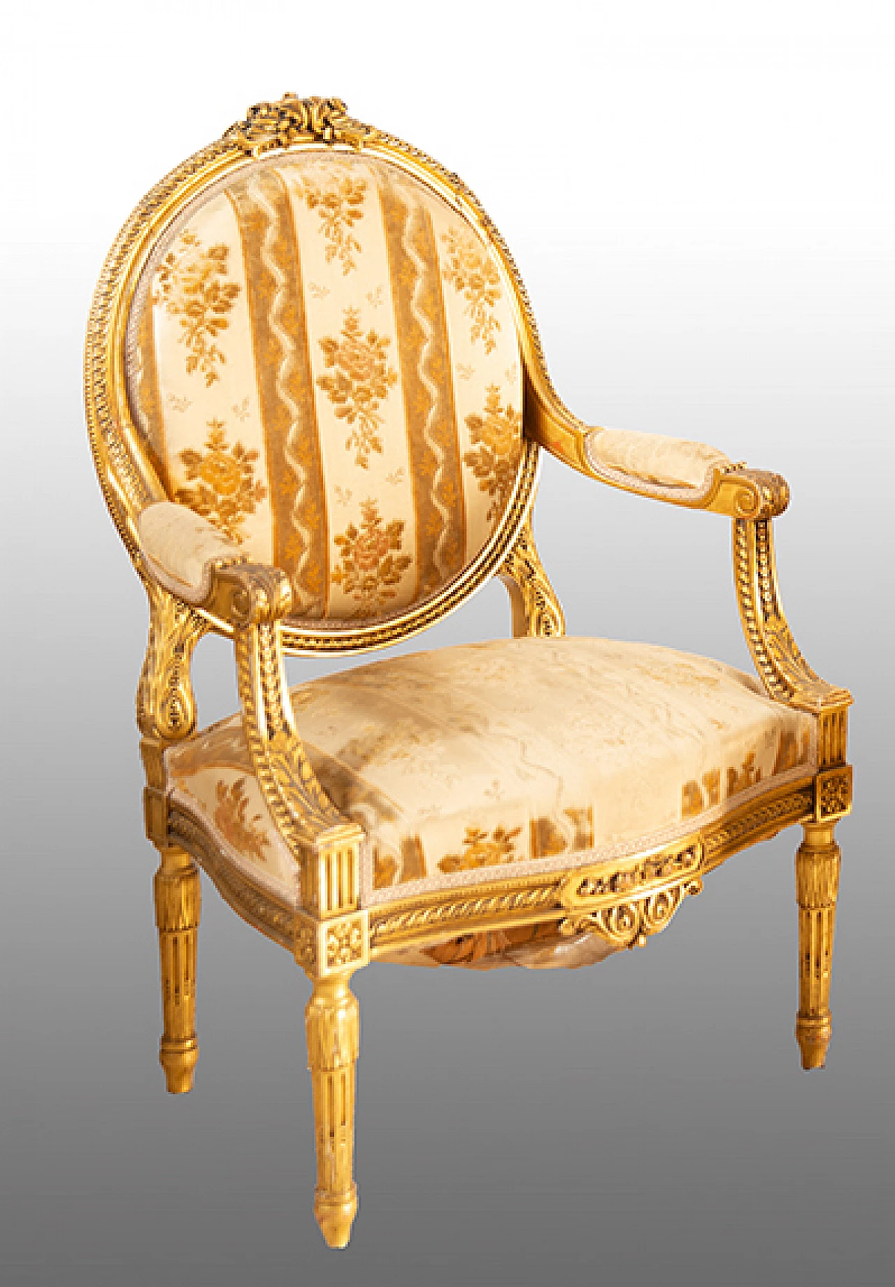 Napoleon III armchair in carved and gilded wood, late 19th century 5
