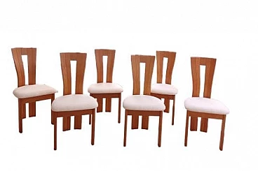 6 Wood and fabric chairs attributed to Seltz, 1970s