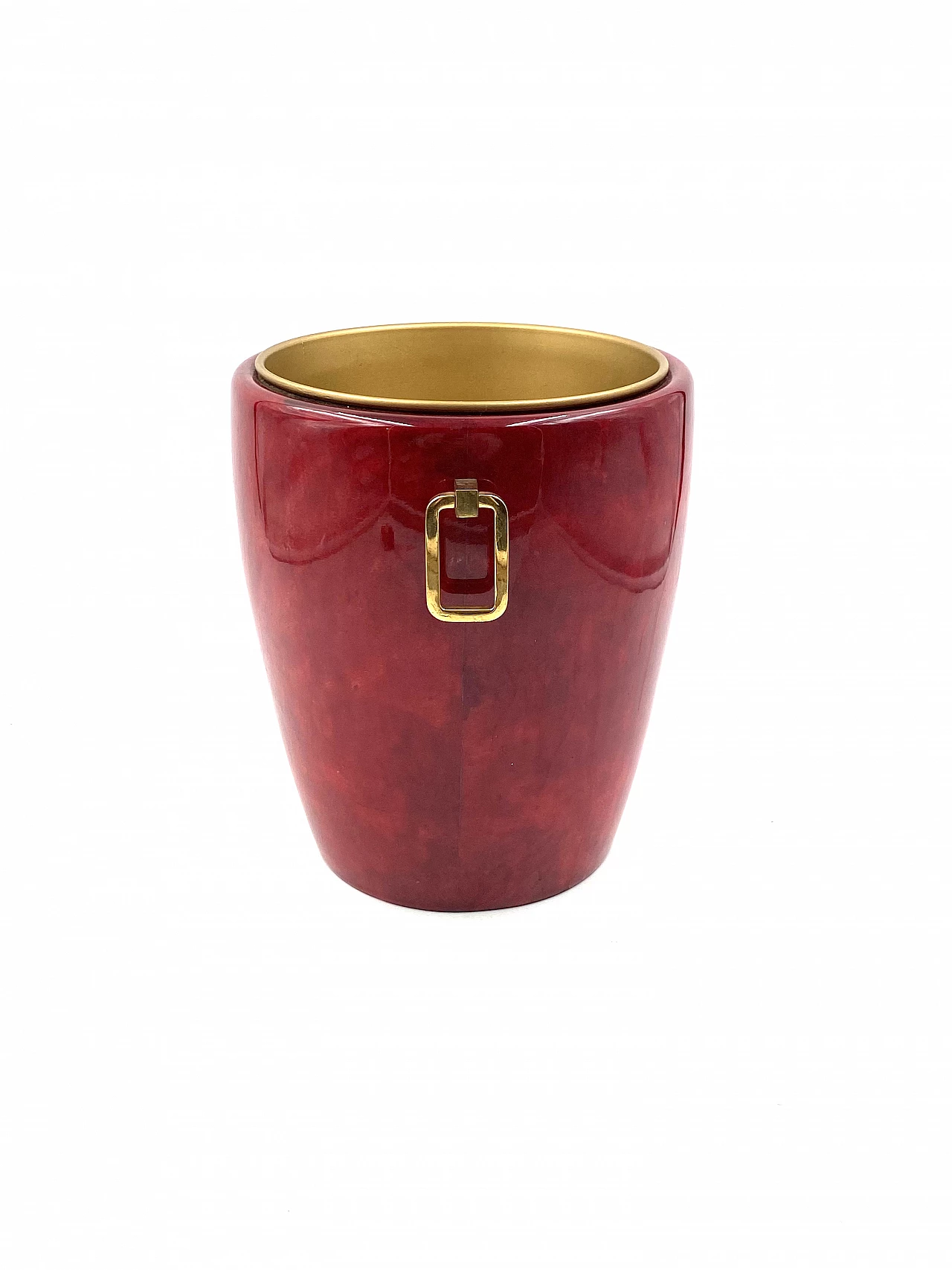 Brass and parchment ice bucket by Aldo Tura, 1960s 1