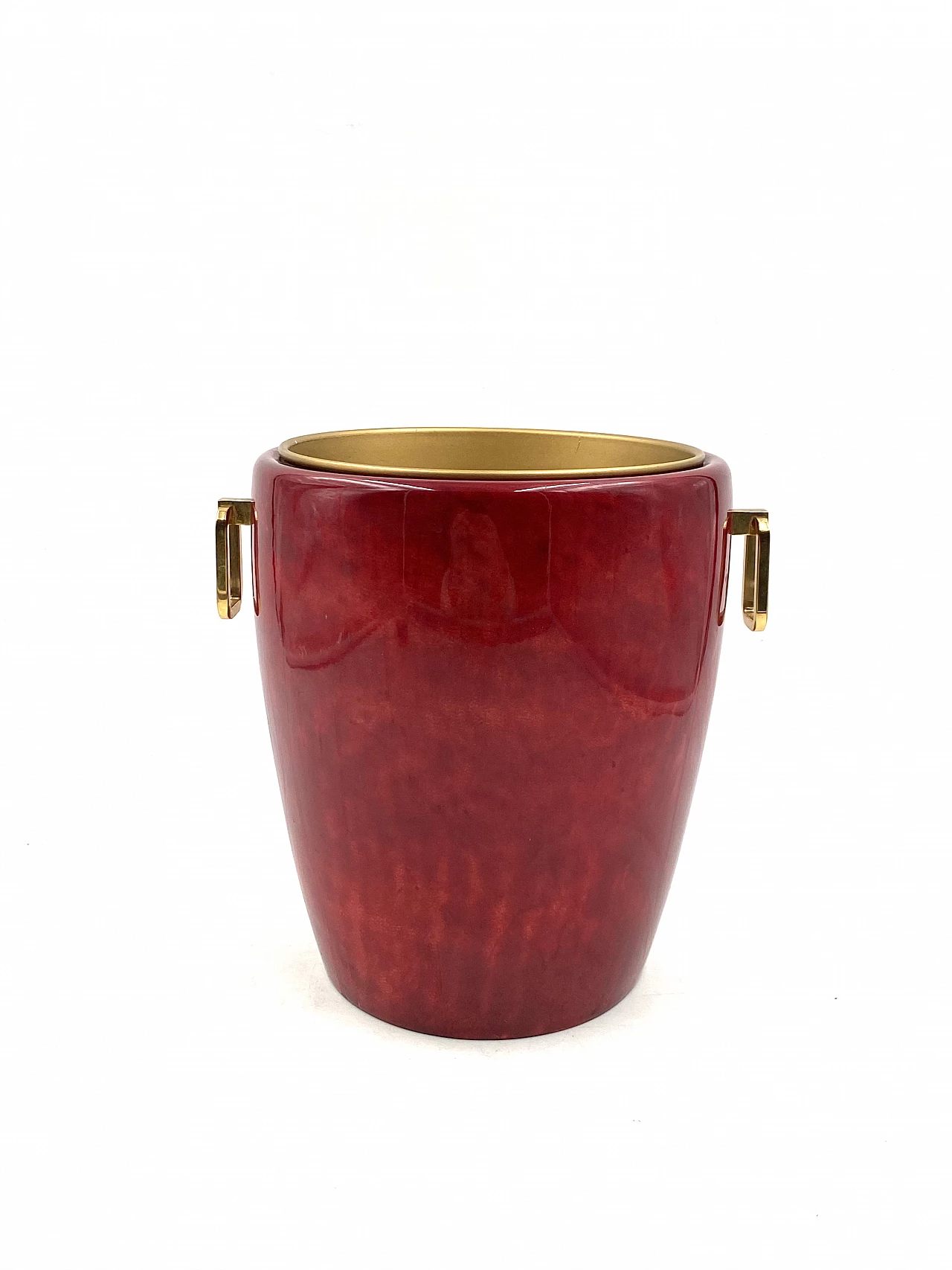 Brass and parchment ice bucket by Aldo Tura, 1960s 8