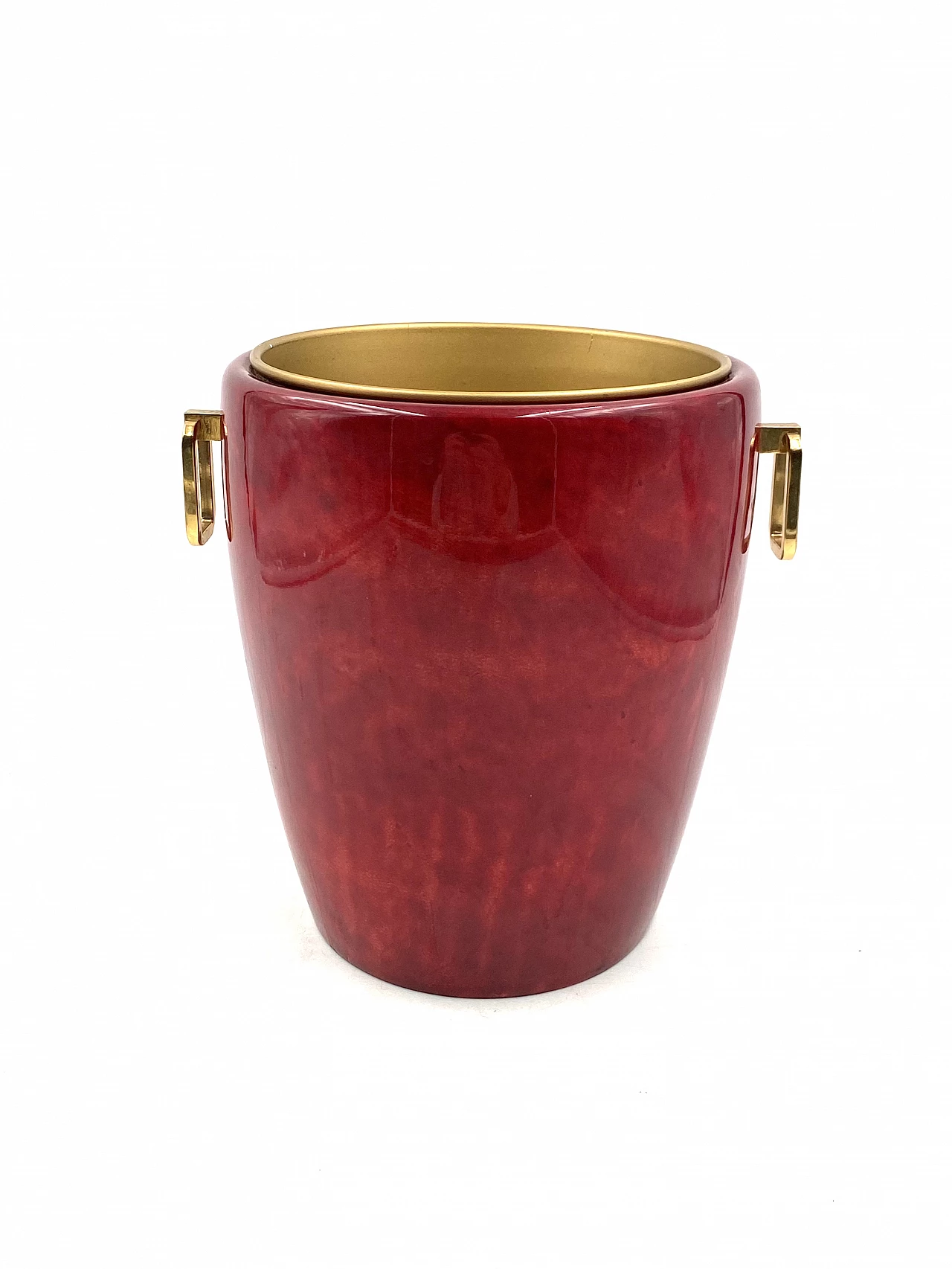Brass and parchment ice bucket by Aldo Tura, 1960s 9