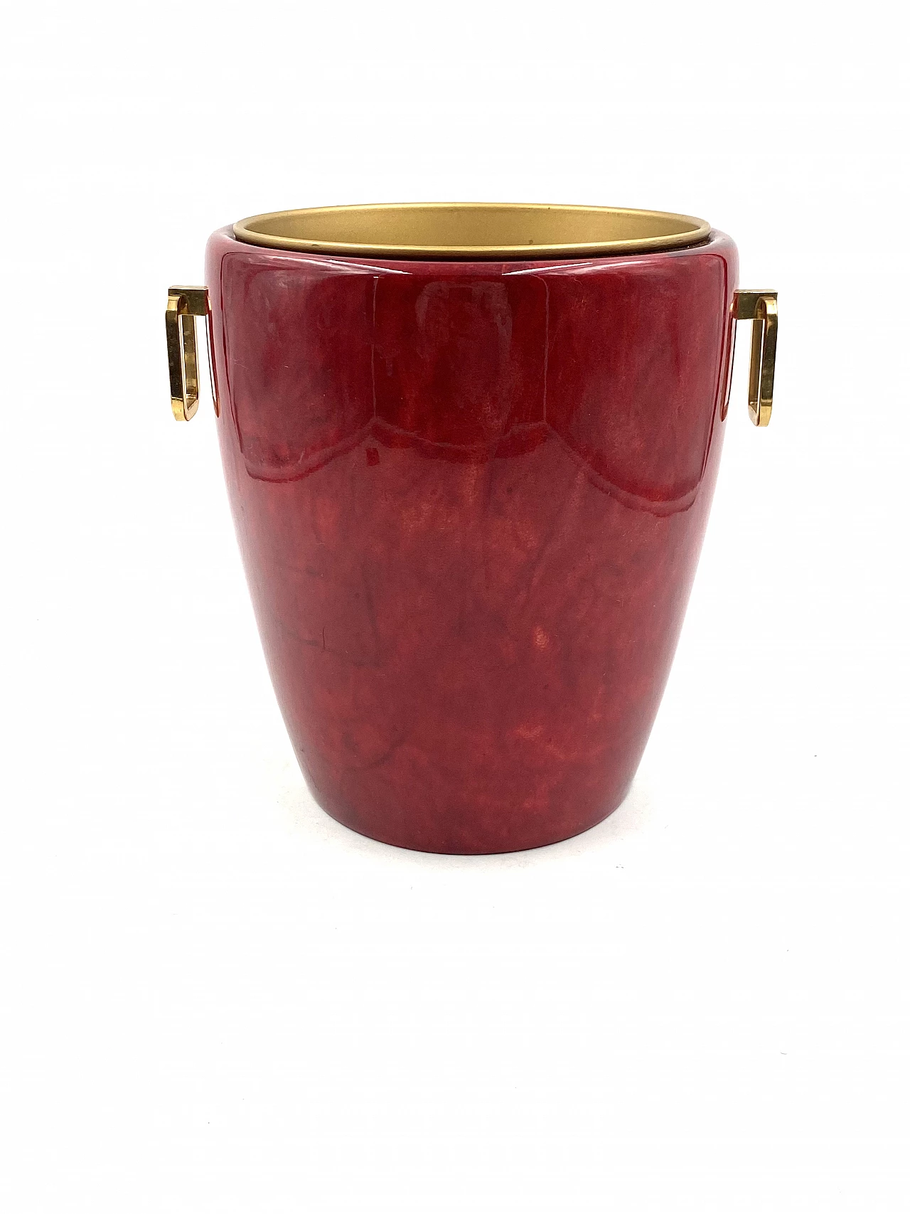 Brass and parchment ice bucket by Aldo Tura, 1960s 14