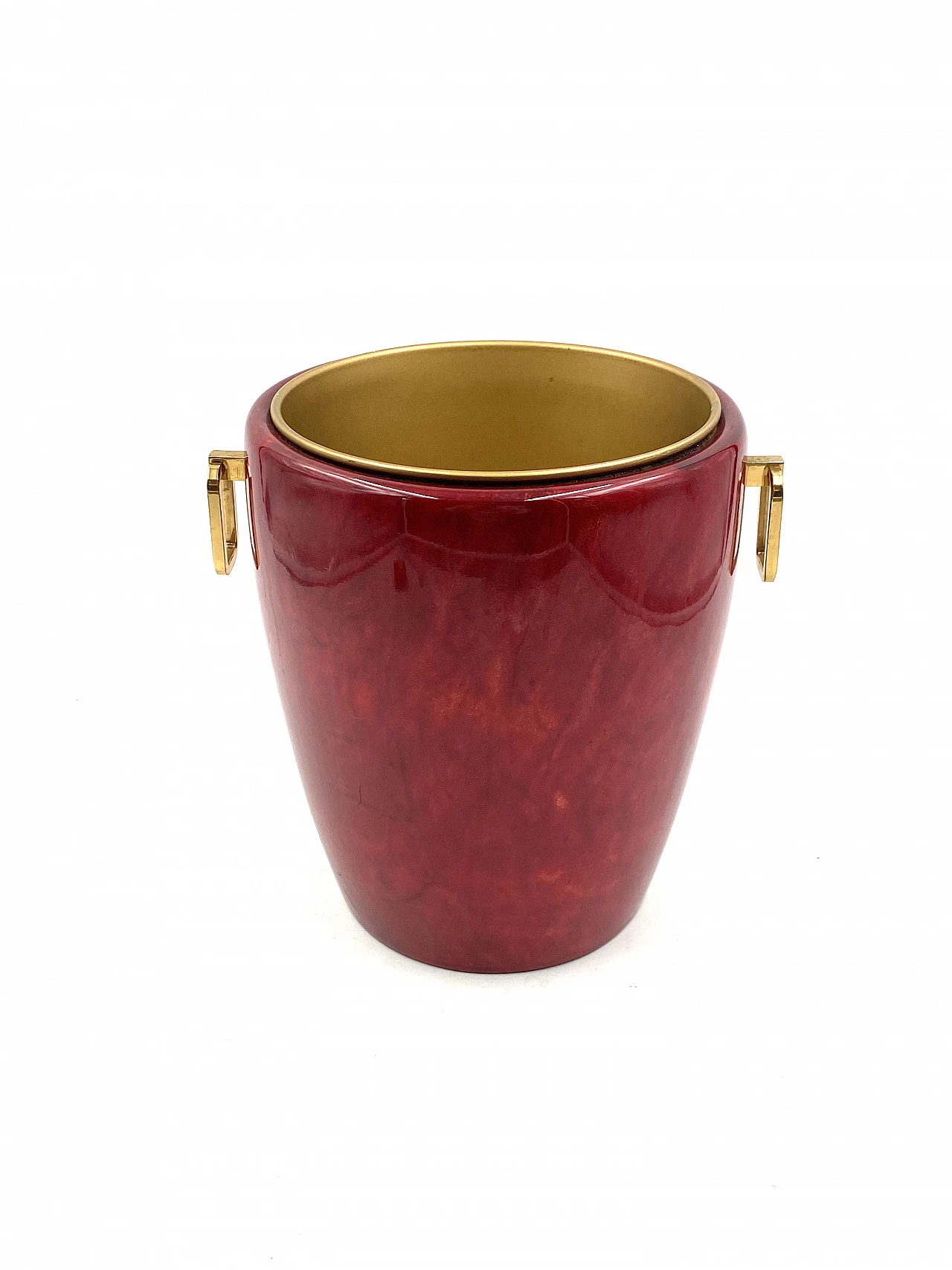 Brass and parchment ice bucket by Aldo Tura, 1960s 15
