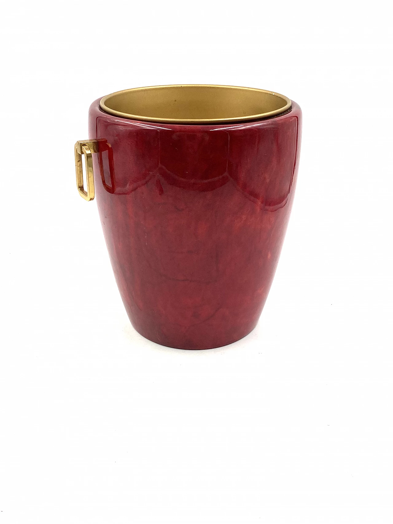 Brass and parchment ice bucket by Aldo Tura, 1960s 16