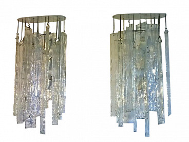 Pair of Murano glass wall lamps by Carlo Nason for Mazzega, 1970s