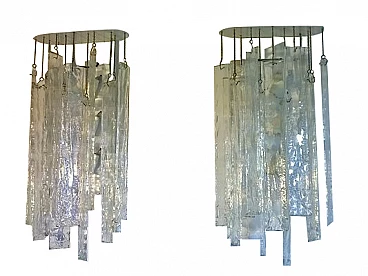 Coppia di lampade da parete in vetro di Murano di Carlo Nason per Mazzega, anni '70