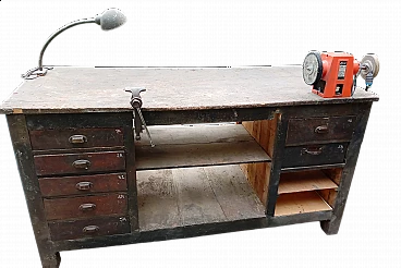 Workbench with vice and sander, 1940s