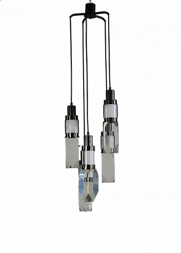 Metal and perspex chandelier by Gaetano Missaglia, 1970s