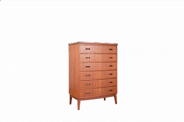 Danish teak chest of drawers with solid oak legs, 1960s