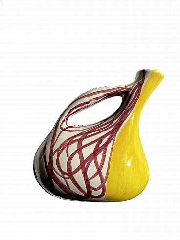 Brocca in ceramica policroma di Deruta, anni '50