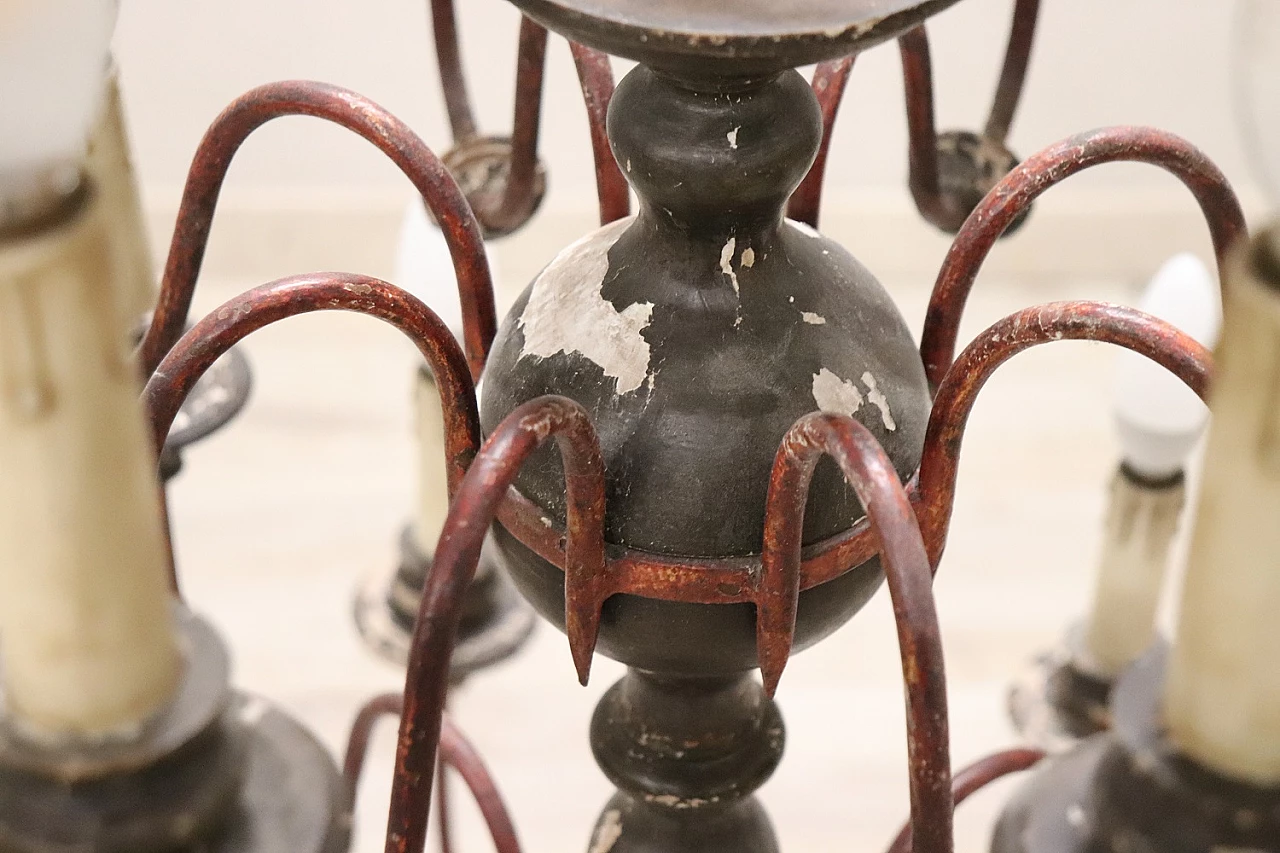 Twenty-four-light wood and iron chandelier, early 20th century 8