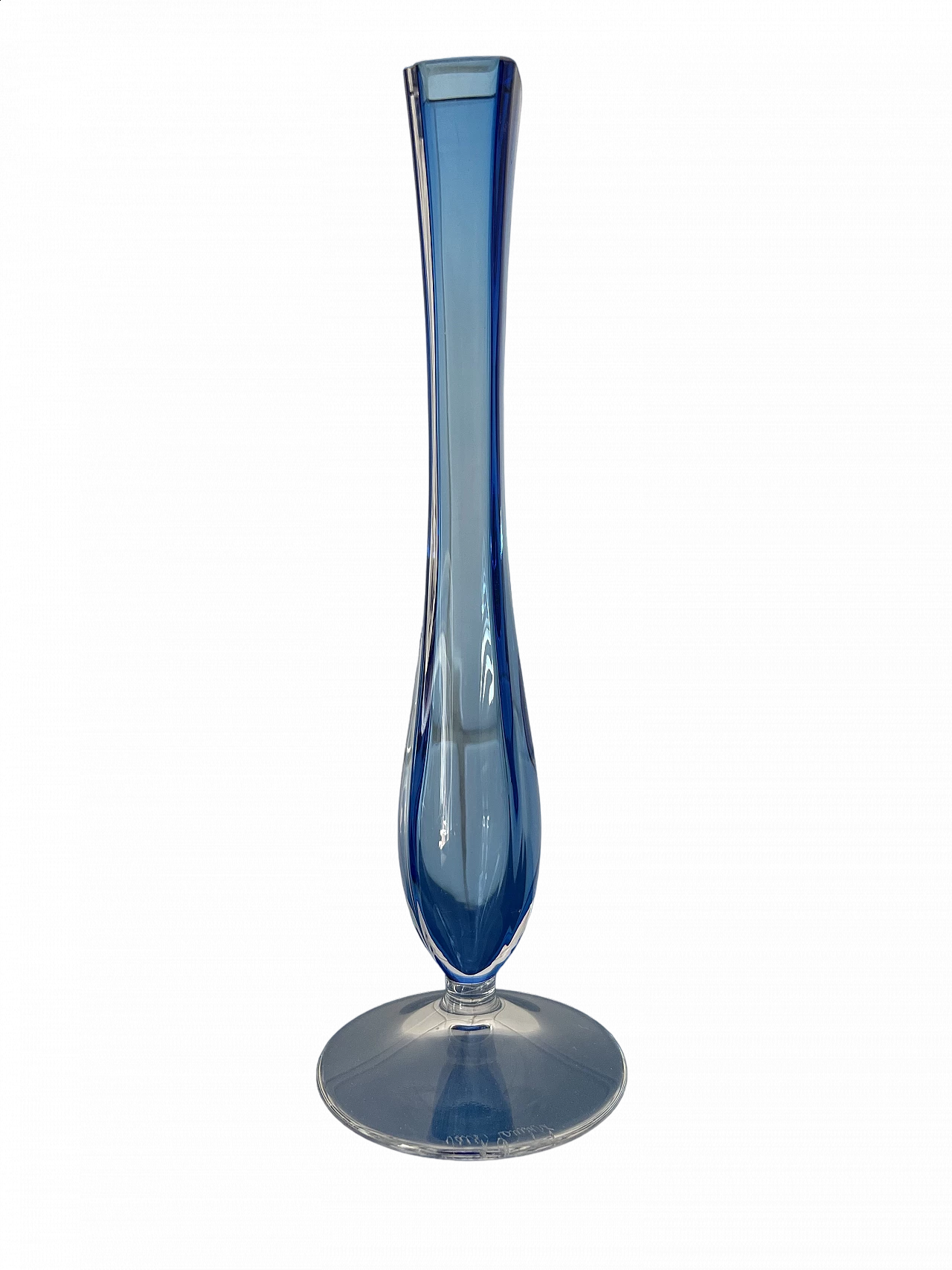 Light blue and transparent glass vase by Val Saint Lambert, 1970s 5