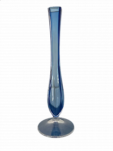 Light blue and transparent glass vase by Val Saint Lambert, 1970s