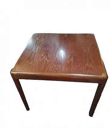 Tavolo quadrato in legno nello stile di Sergio Asti, anni '70