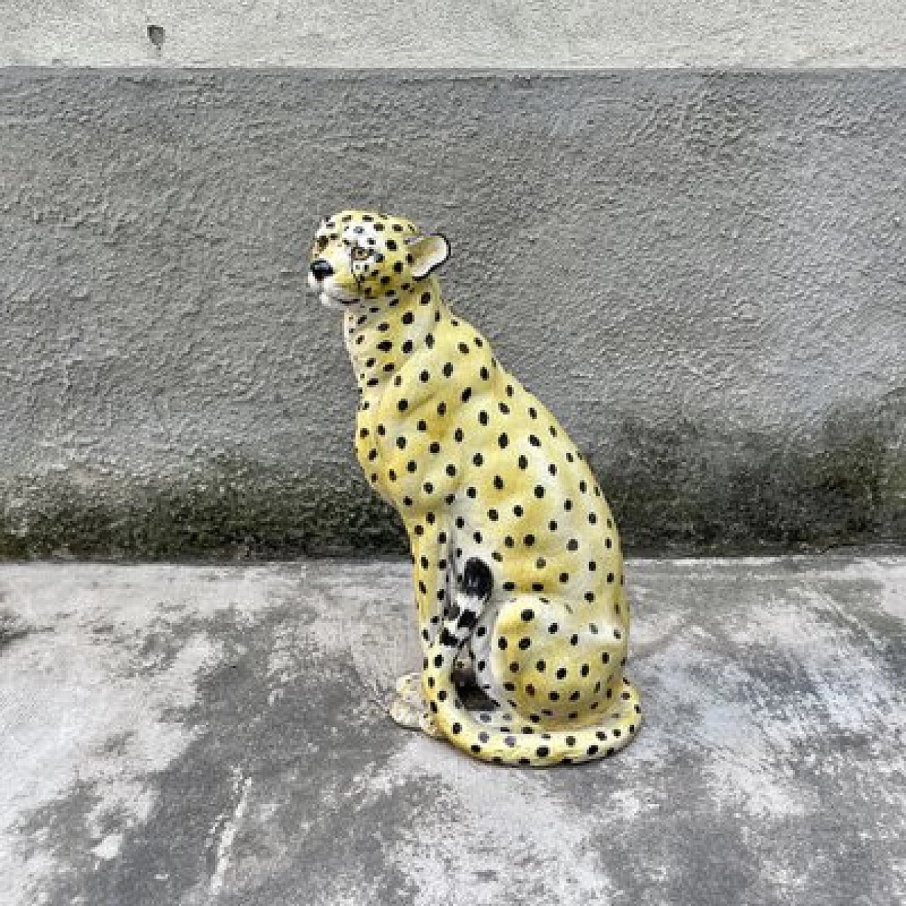 Scultura di leopardo in ceramica, anni '70 1