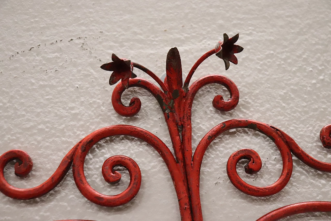 Two-light red lacquered iron wall sconce, 1930s 4
