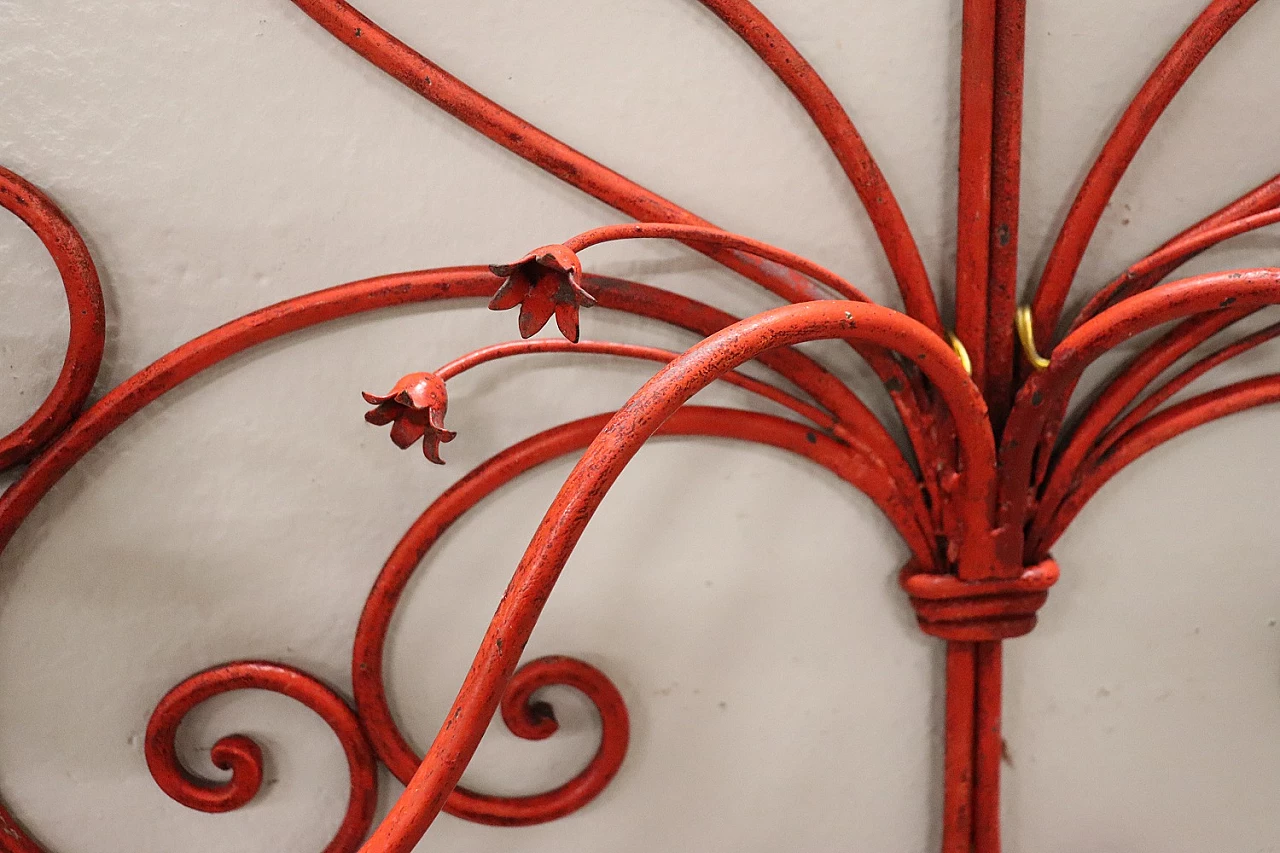 Two-light red lacquered iron wall sconce, 1930s 5