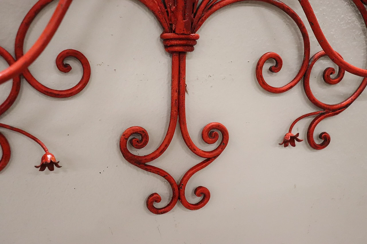 Two-light red lacquered iron wall sconce, 1930s 8