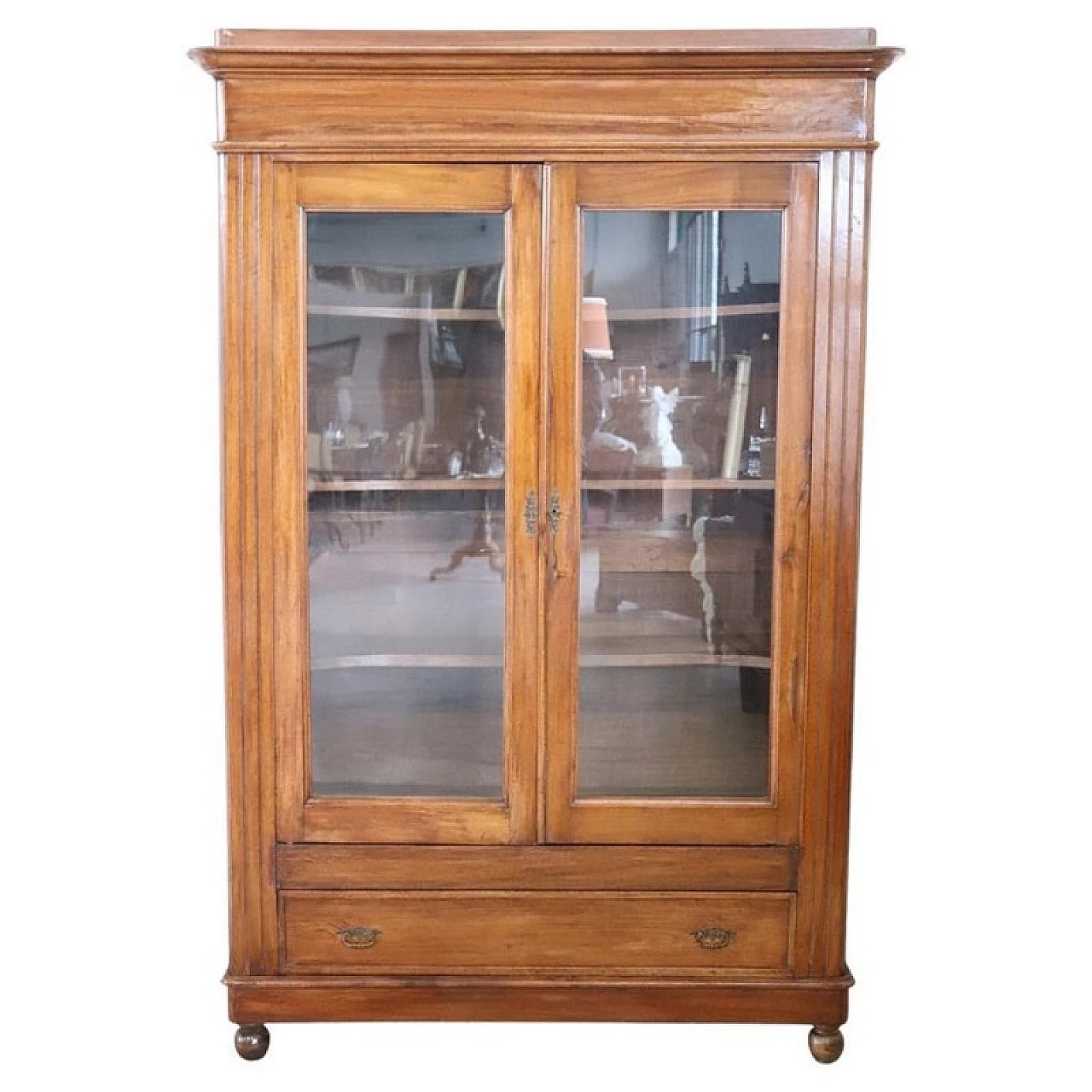 Walnut bookcase with display case, second half of the 19th century 1