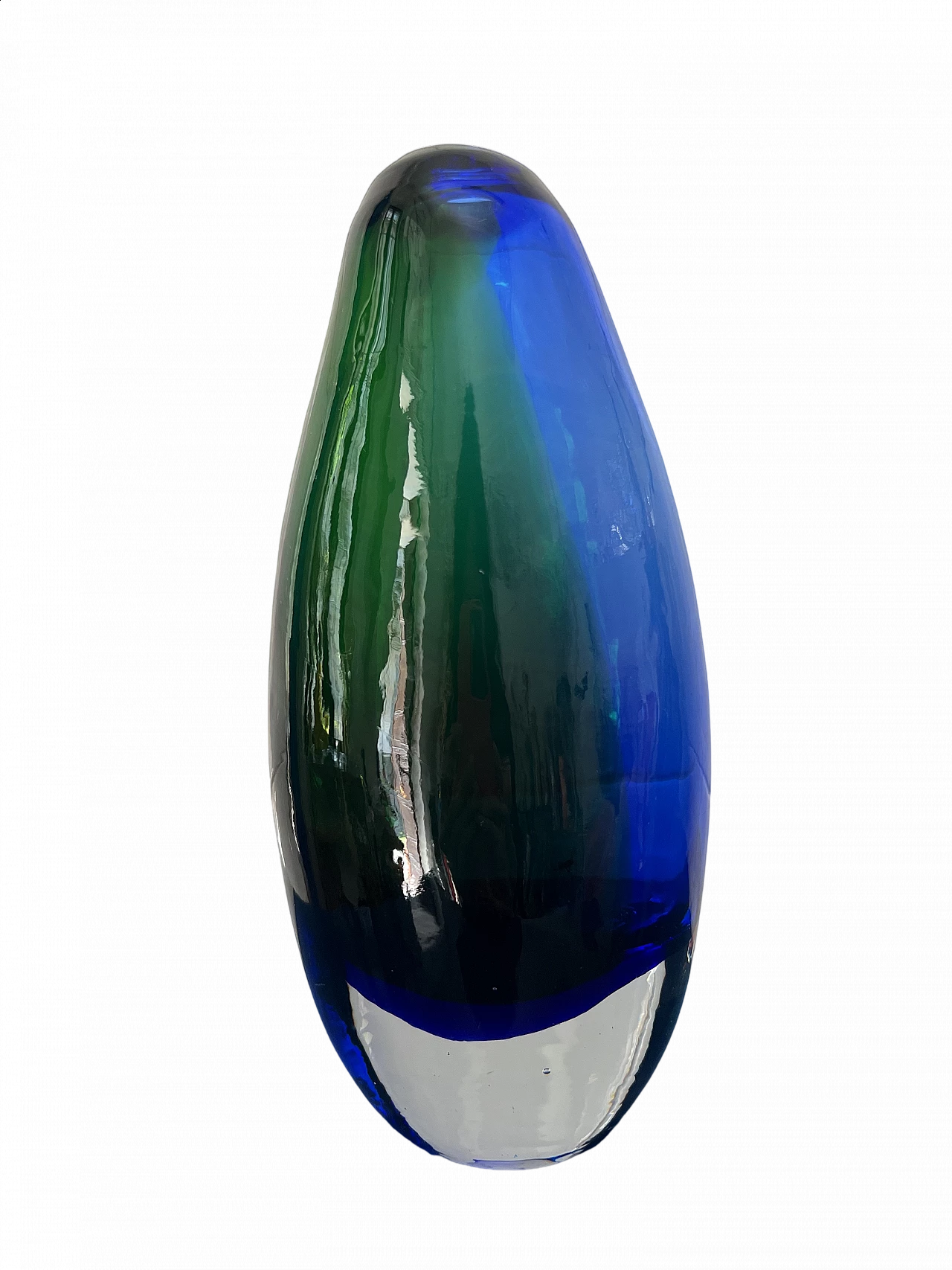 Blue and green Murano glass vase by Flavio Poli for Seguso, 1970s 5