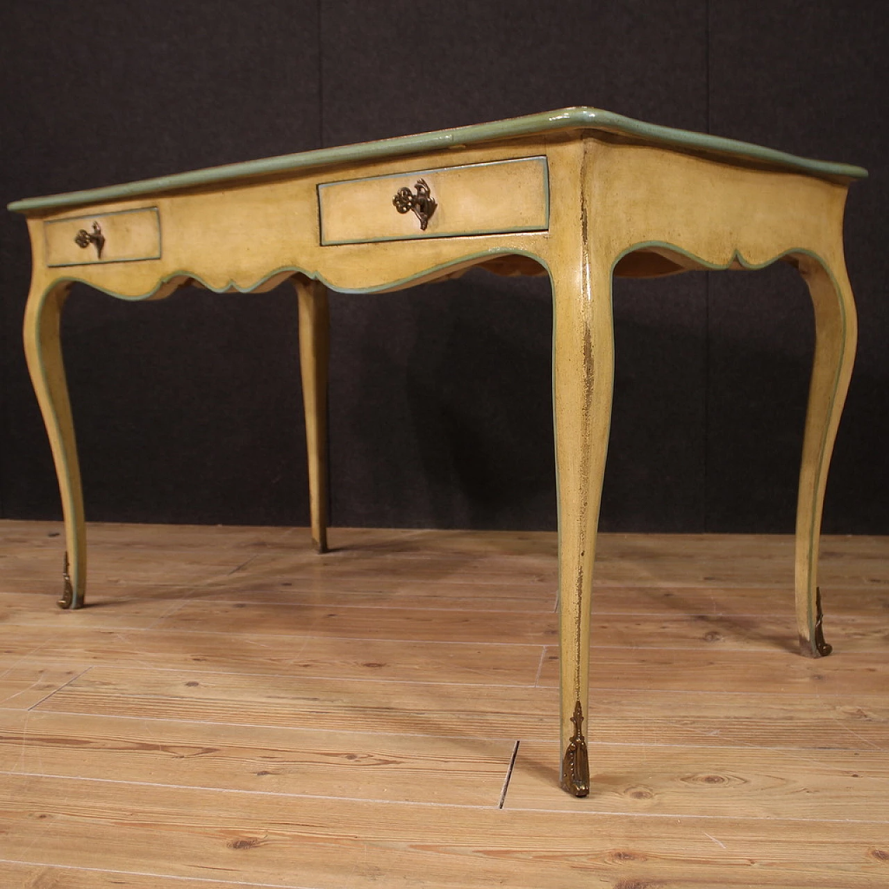 Desk in carved and painted wood with bronze details in Louis XV style, 1960s 9