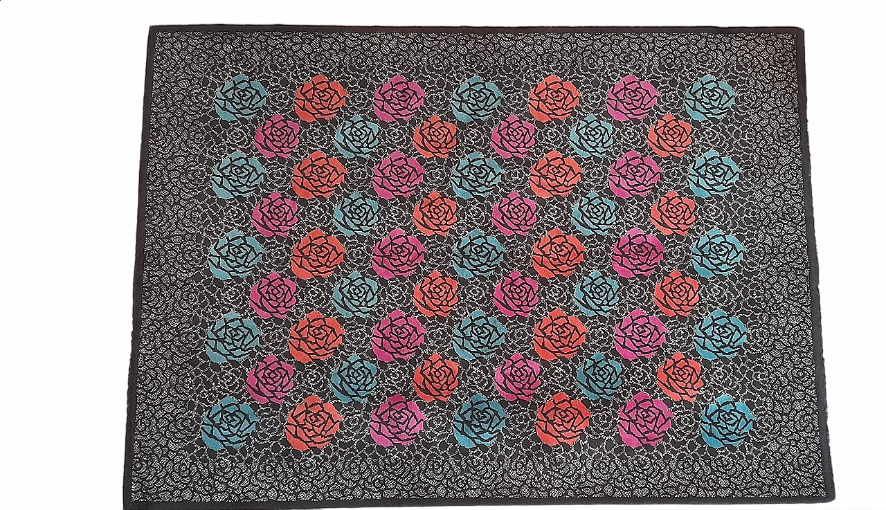 Tappeto con rose colorate di Ottavio Missoni per T&J Vestor, anni '80 10