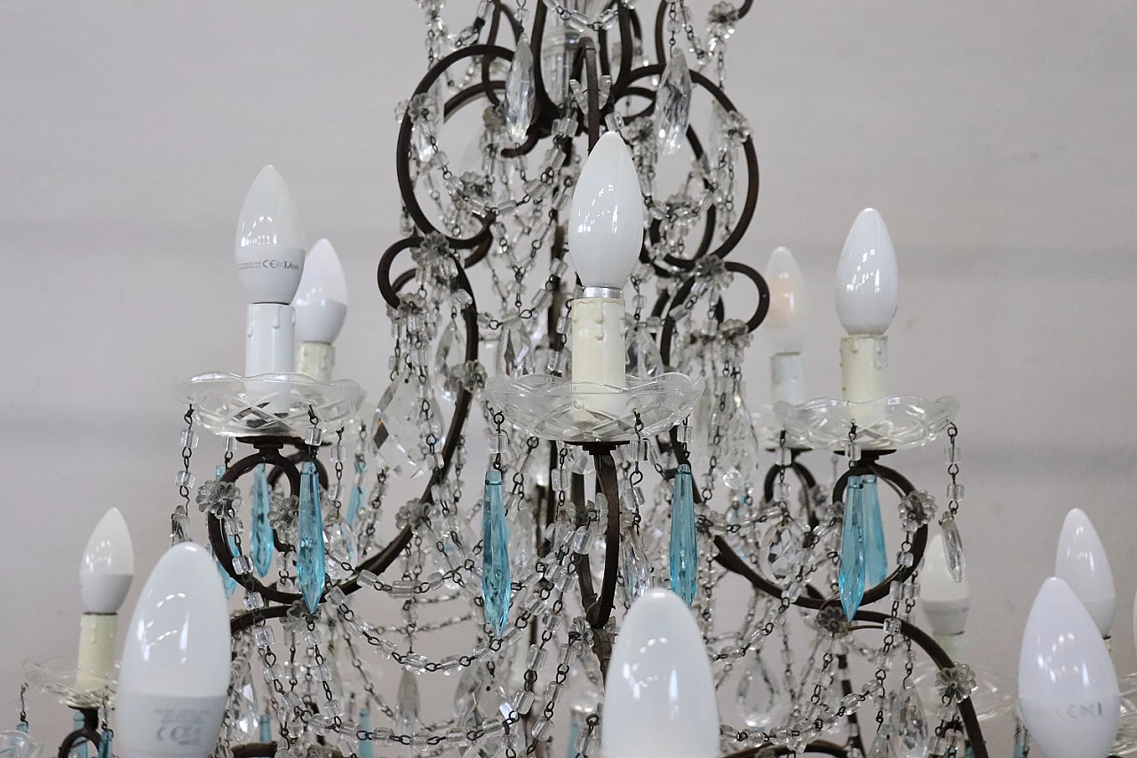 Eighteen-light crystal chandelier with bronze frame, 1920s 4