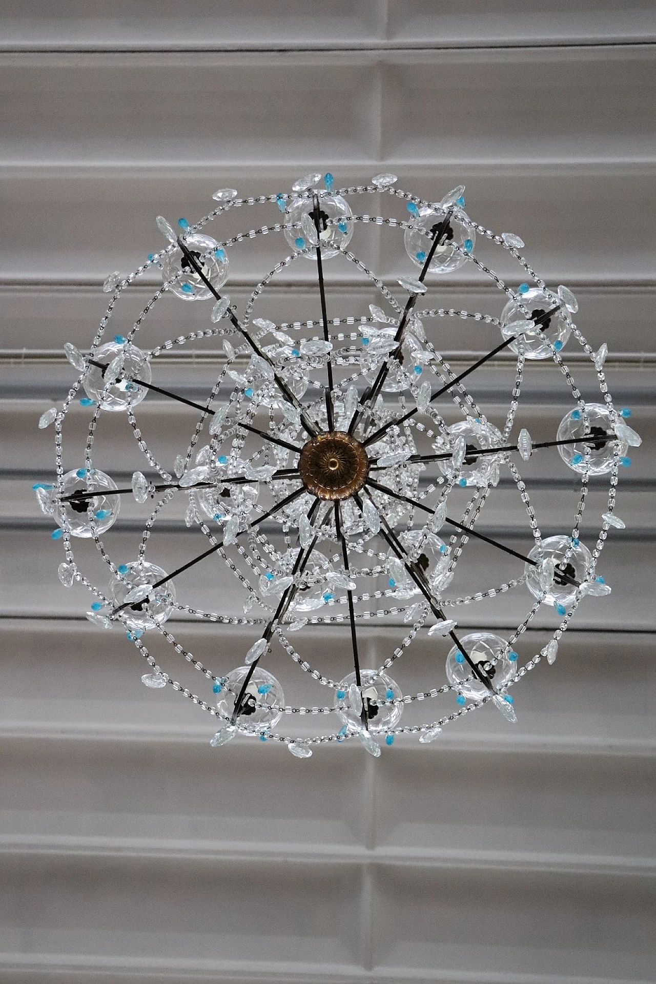 Eighteen-light crystal chandelier with bronze frame, 1920s 9