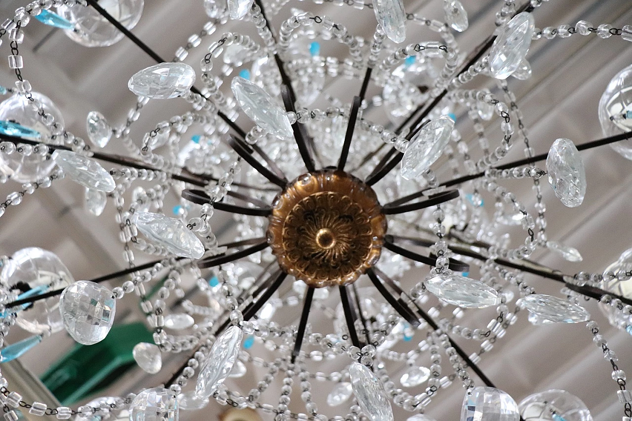 Lampadario a diciotto luci in cristallo con struttura in bronzo, anni '20 10