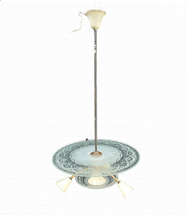 Three-light chandelier by Pietro Chiesa for Fontana Arte, 1950s