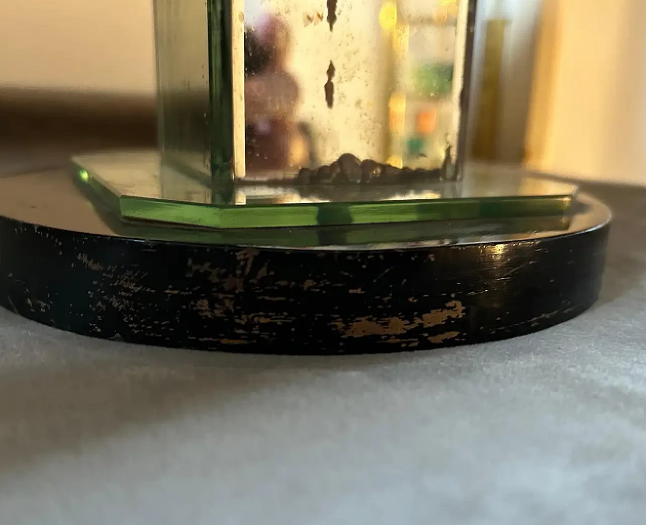 Centrotavola rotondo in vetro specchiato e metallo cromato, anni '30 6