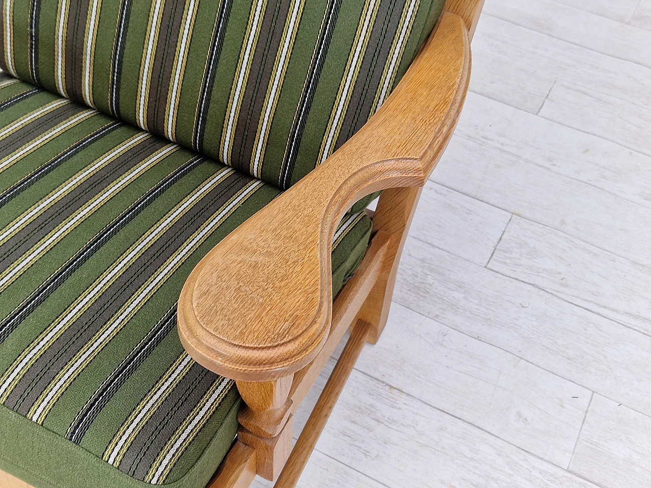 Danish oak armchair with high back in the style of Henning Kjærnulf, 1960s 6