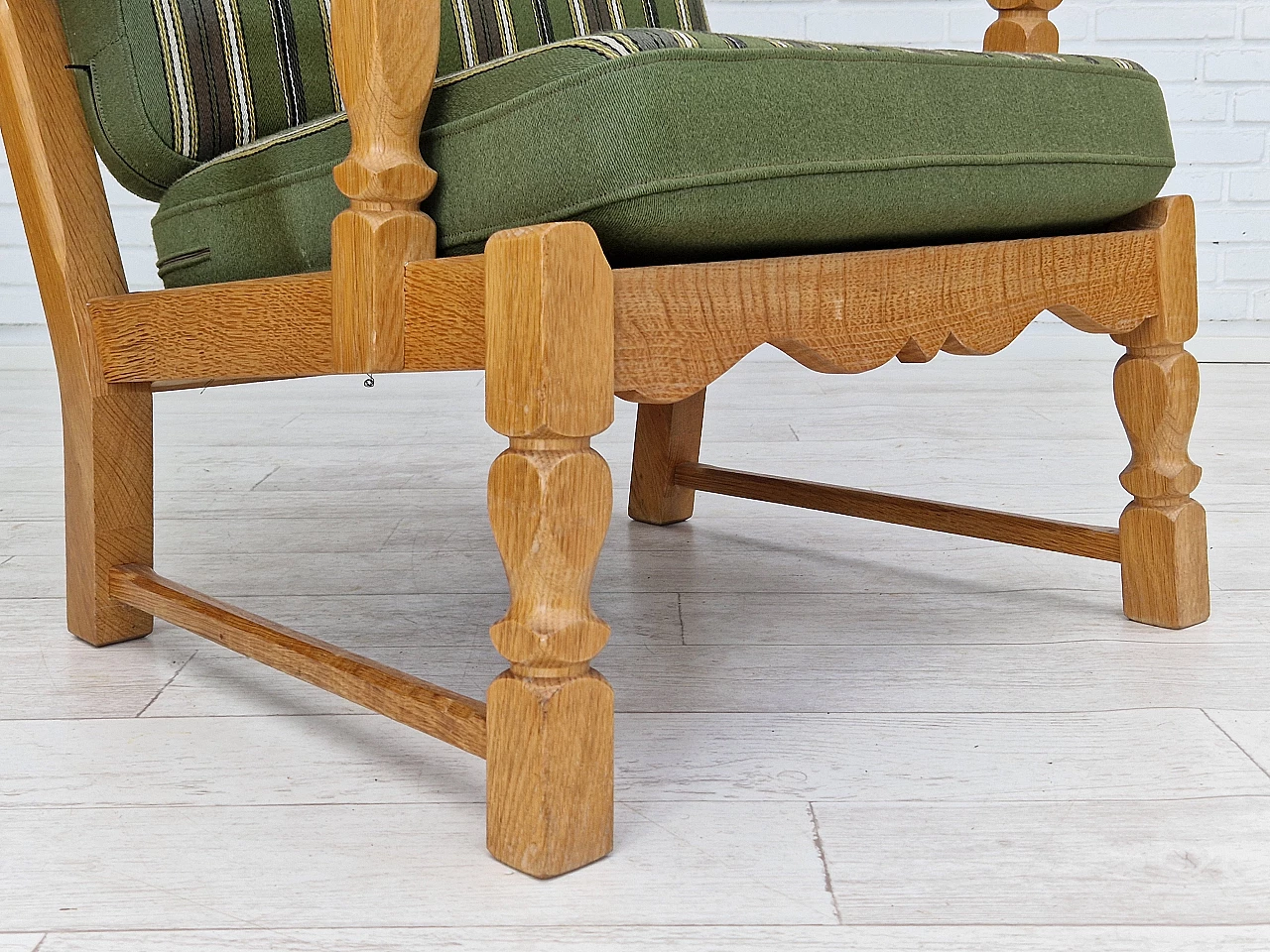 Danish oak armchair with high back in the style of Henning Kjærnulf, 1960s 9