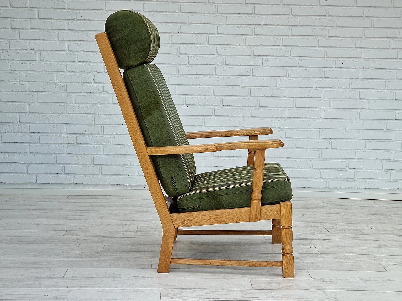 Danish oak armchair with high back in the style of Henning Kjærnulf, 1960s 10