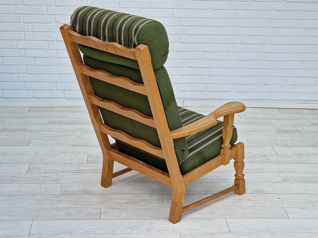 Danish oak armchair with high back in the style of Henning Kjærnulf, 1960s 11