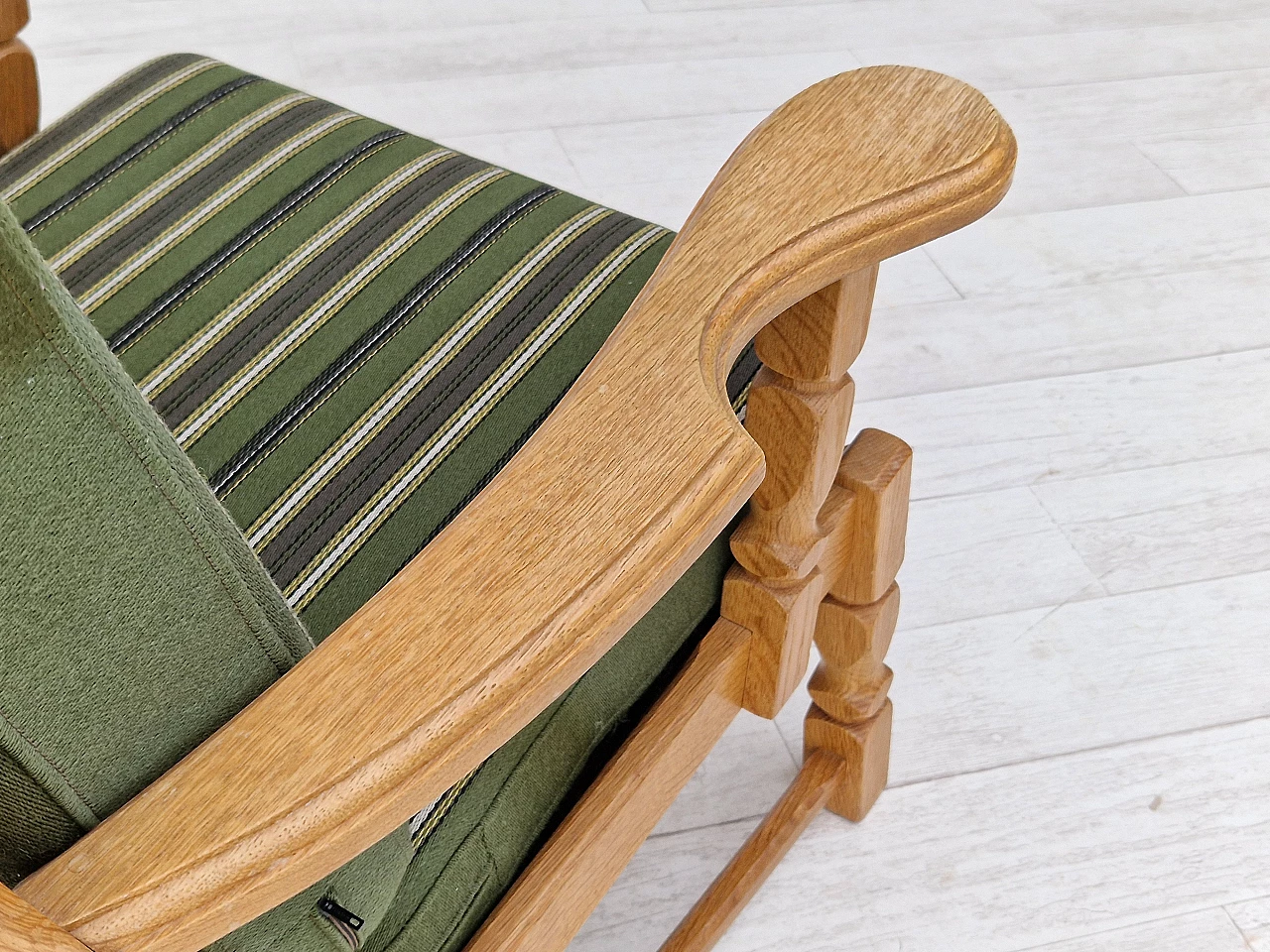 Danish oak armchair with high back in the style of Henning Kjærnulf, 1960s 12