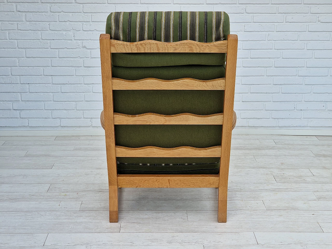 Danish oak armchair with high back in the style of Henning Kjærnulf, 1960s 14