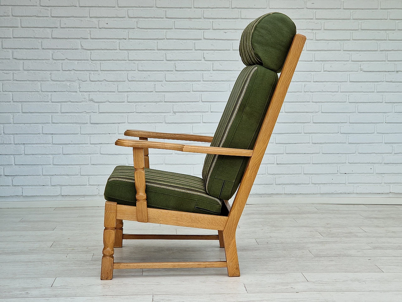 Danish oak armchair with high back in the style of Henning Kjærnulf, 1960s 15