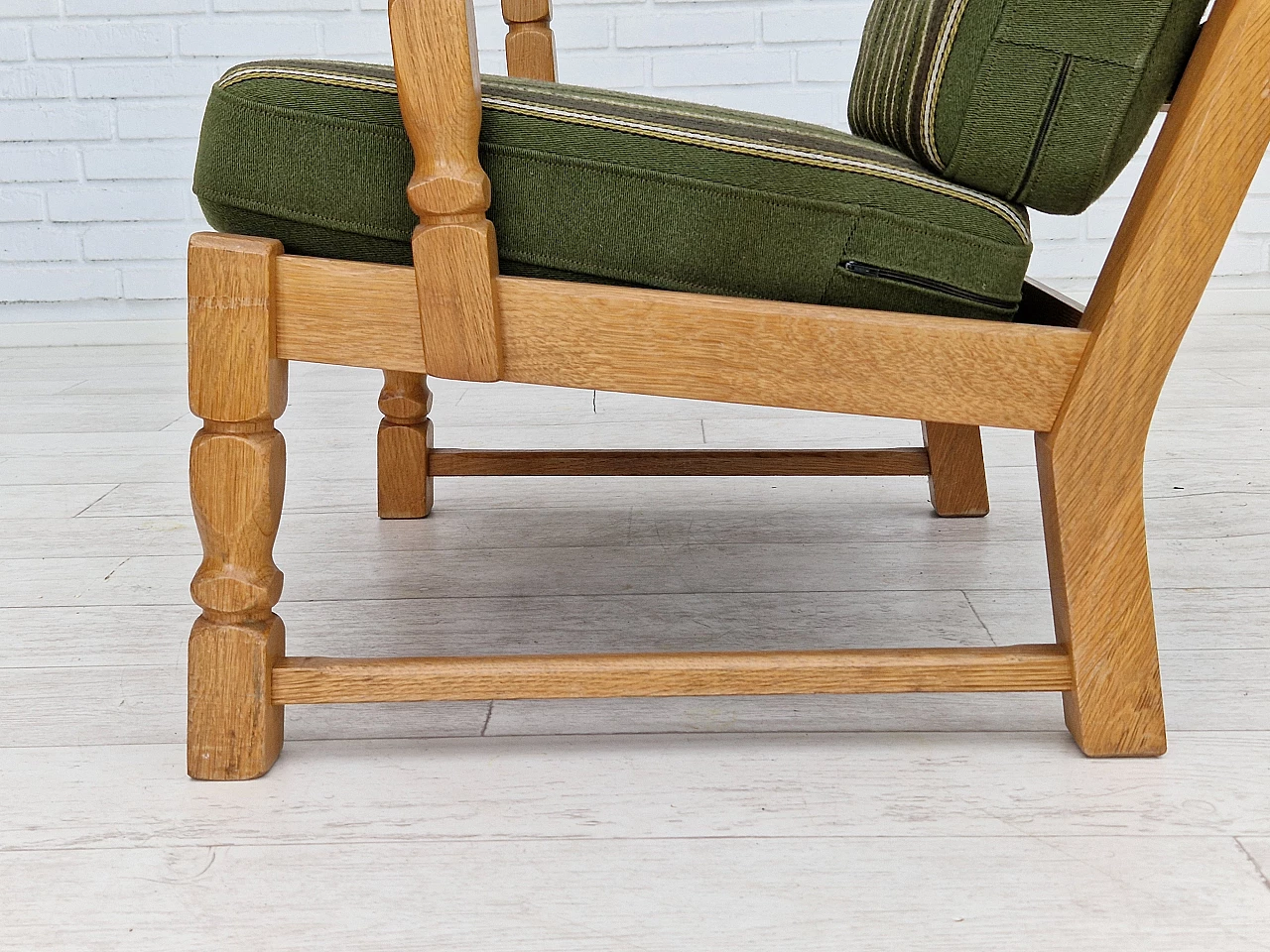Danish oak armchair with high back in the style of Henning Kjærnulf, 1960s 16