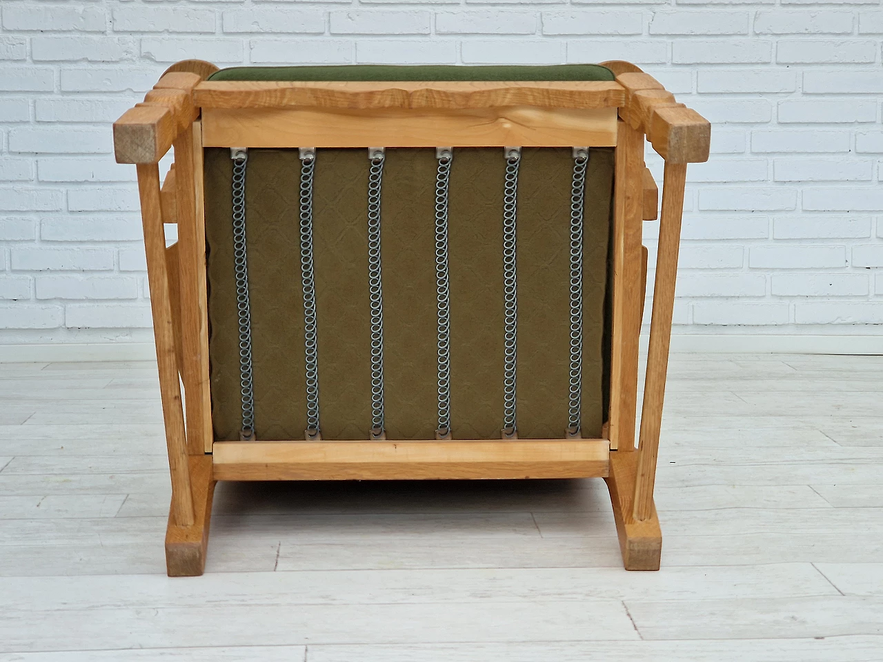 Danish oak armchair with high back in the style of Henning Kjærnulf, 1960s 17