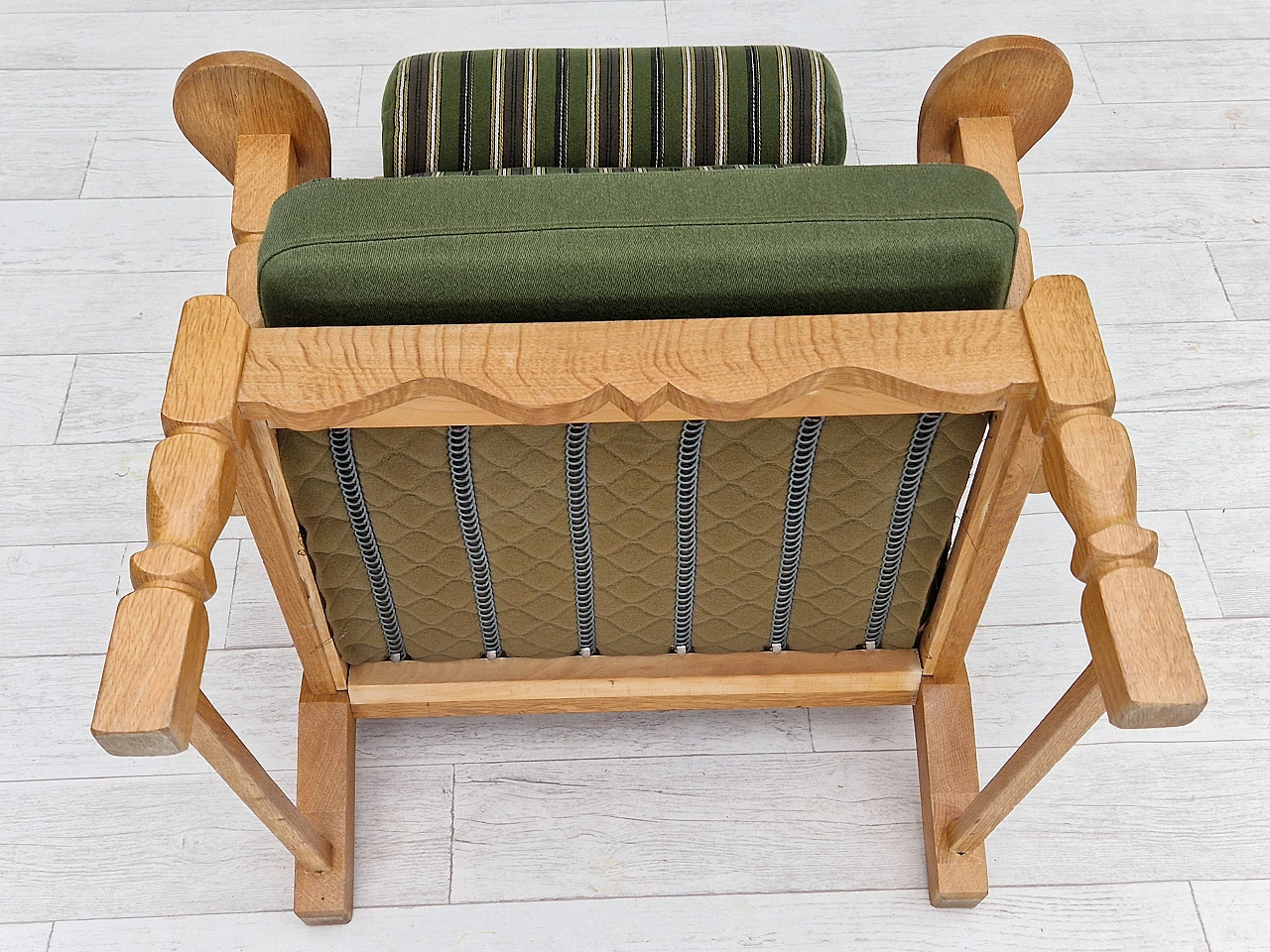 Danish oak armchair with high back in the style of Henning Kjærnulf, 1960s 18