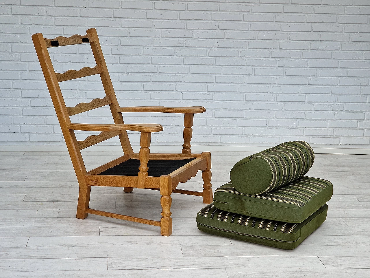 Danish oak armchair with high back in the style of Henning Kjærnulf, 1960s 19