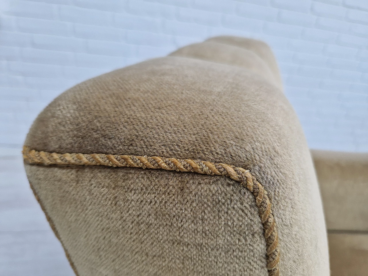 Pair of Danish teak armchairs with velvet upholstery, 1950s 5