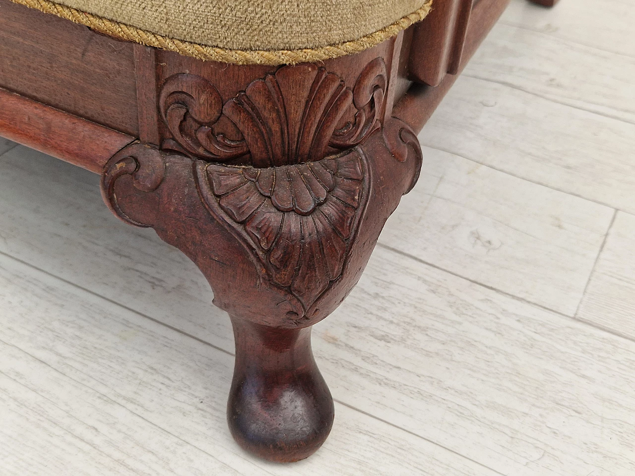 Pair of Danish teak armchairs with velvet upholstery, 1950s 19