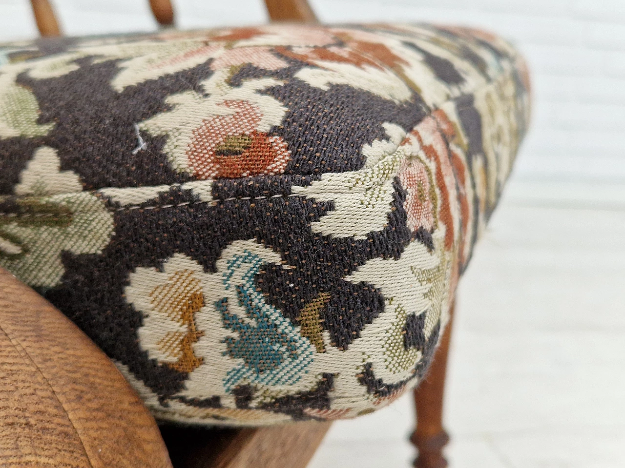 Armchair with footstool by Jas Shoolbred in the style of Morris and Co., 1950s 3